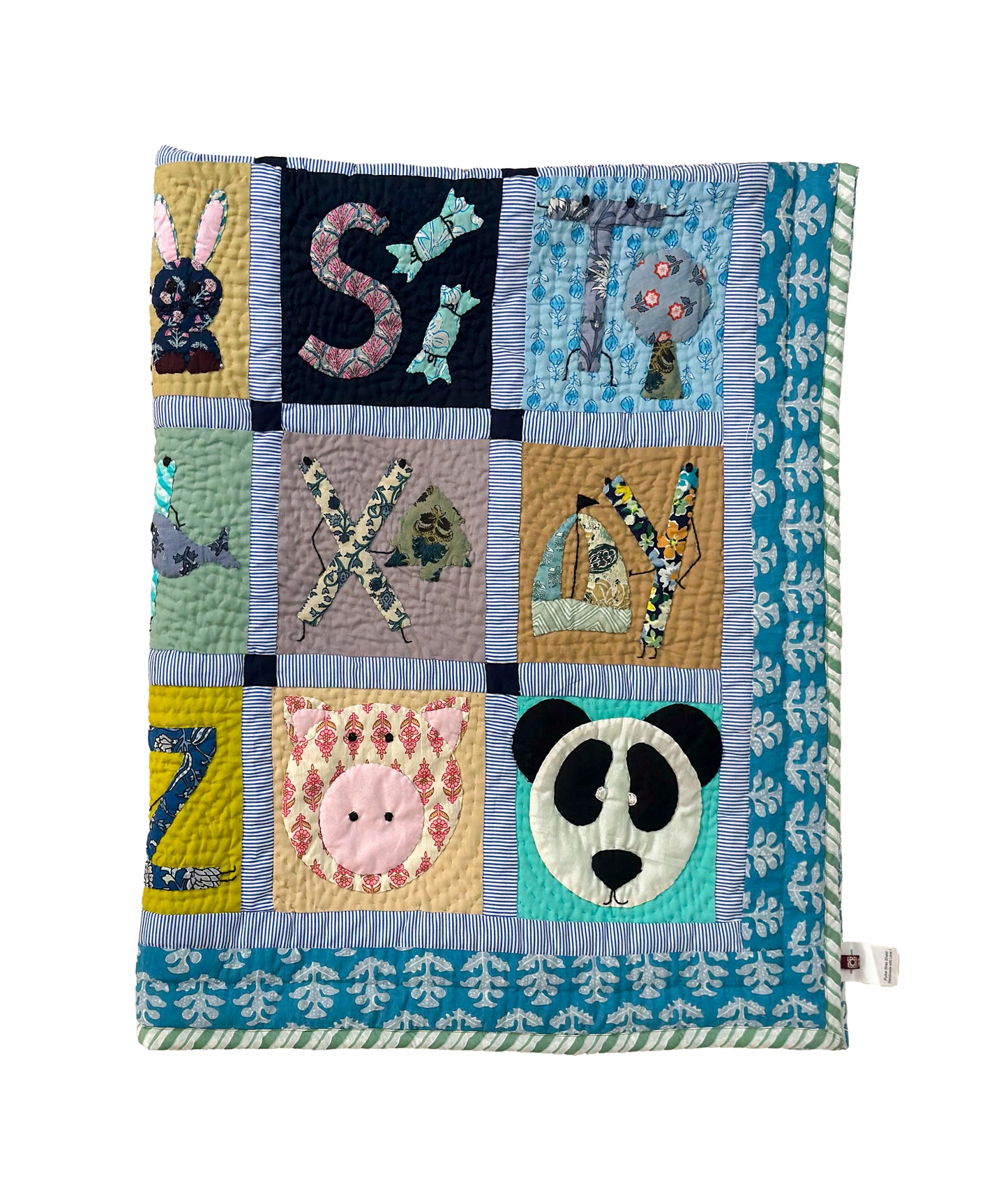 Blue Dancing Alphabet Baby Quilt