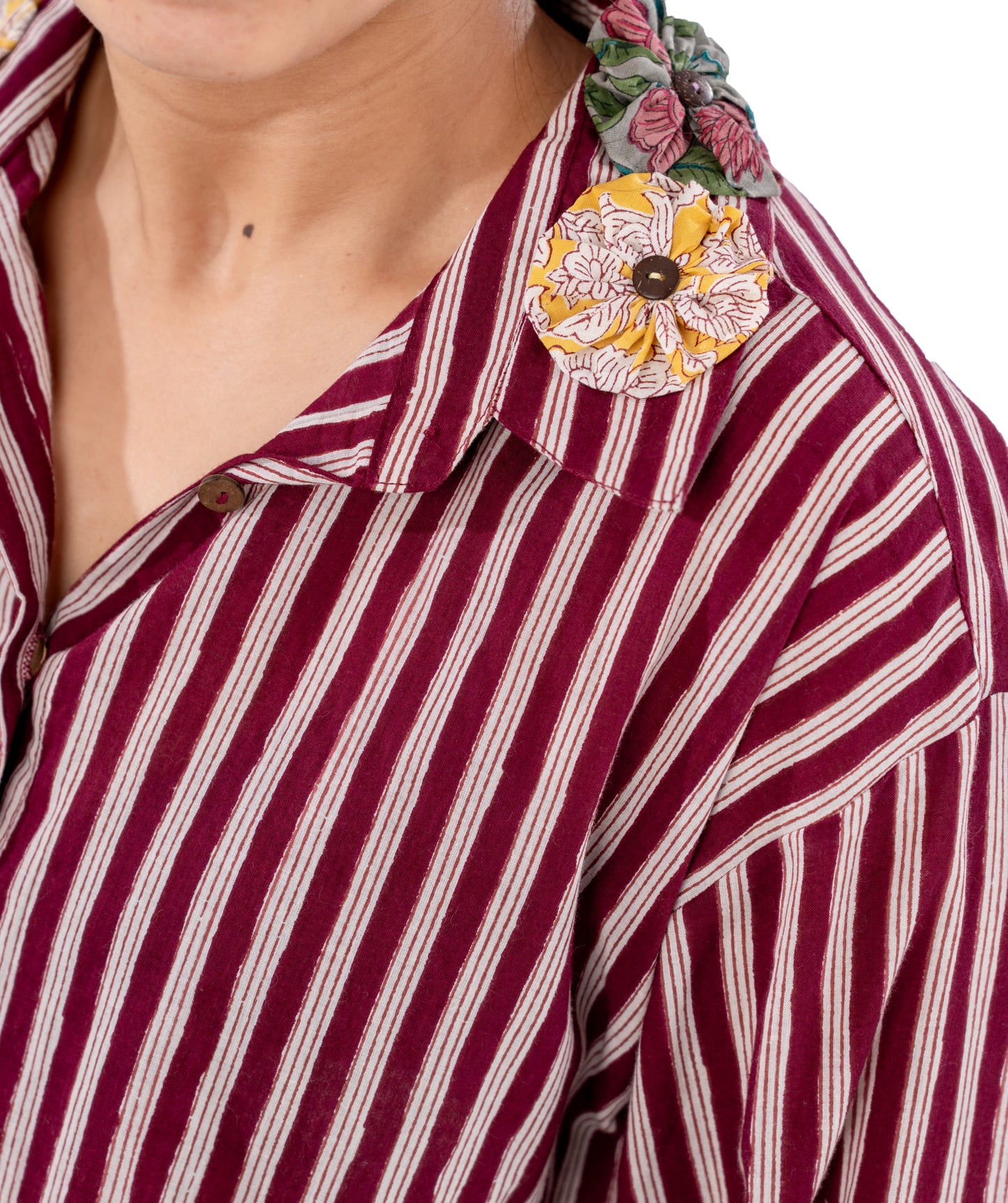 Frida Maroon Stripe Shirt