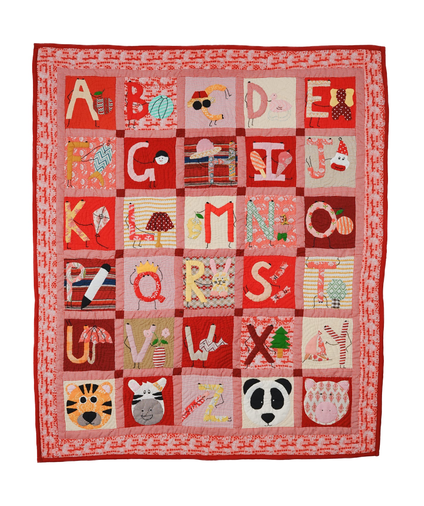 Red Dancing Alphabet Baby Quilt