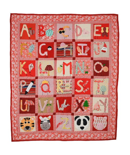 Red Dancing Alphabet Baby Quilt
