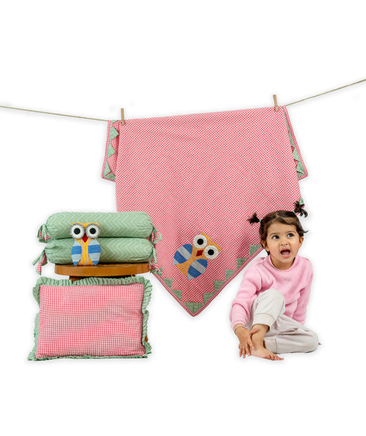 Baby Owl Muslin Dohar Set