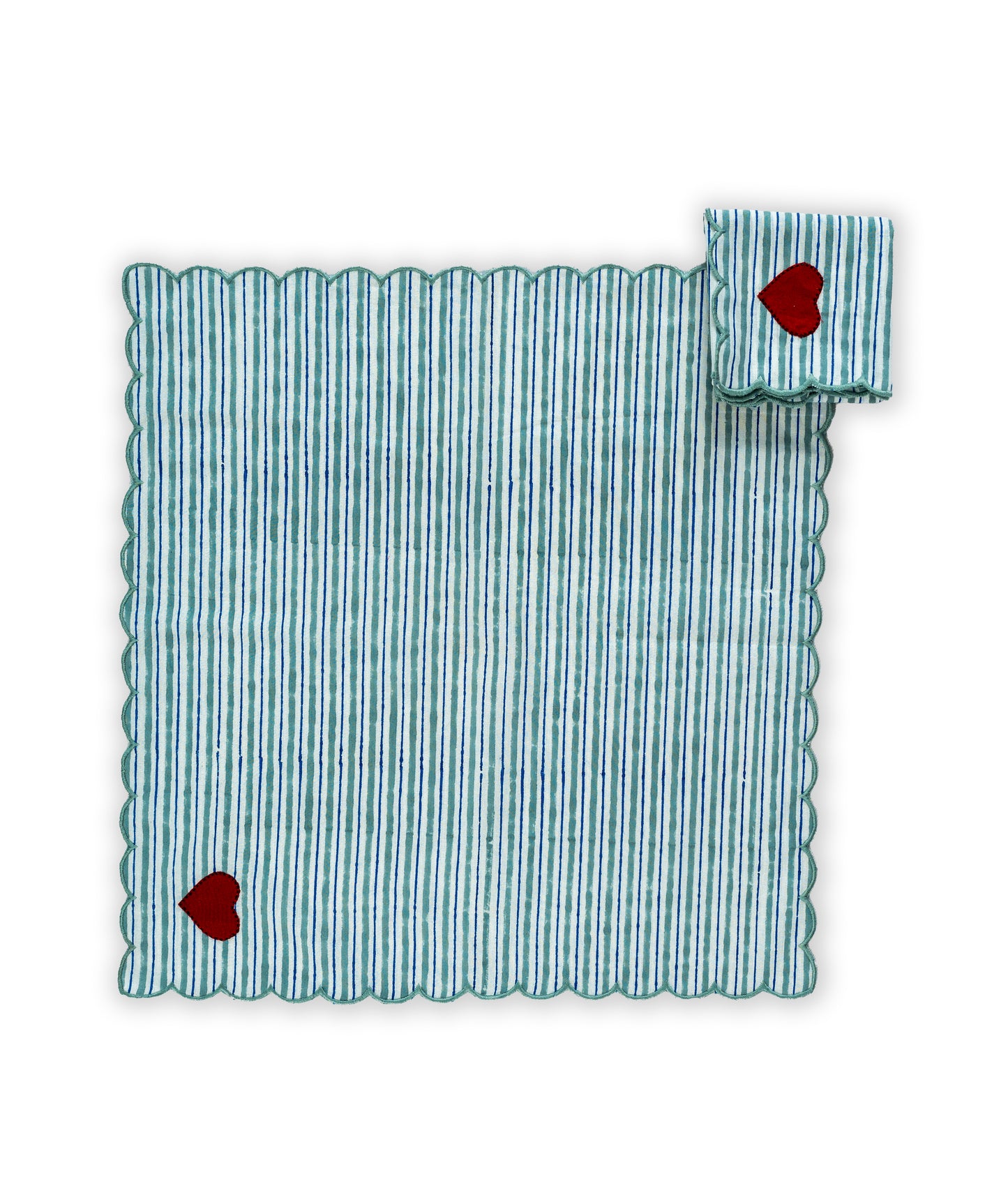 Light Blue Stripe Ladybug & Heart Tea Cosy Set