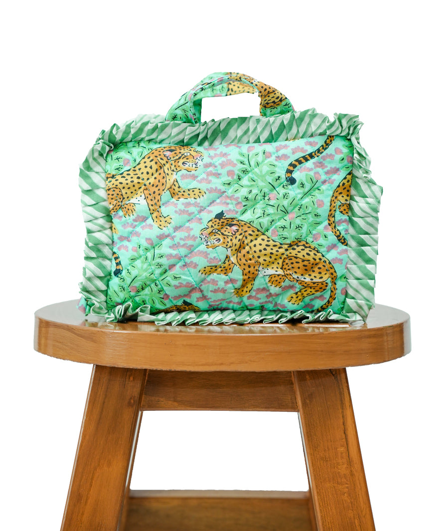 Cheetah Print Travel Pouch with Frills