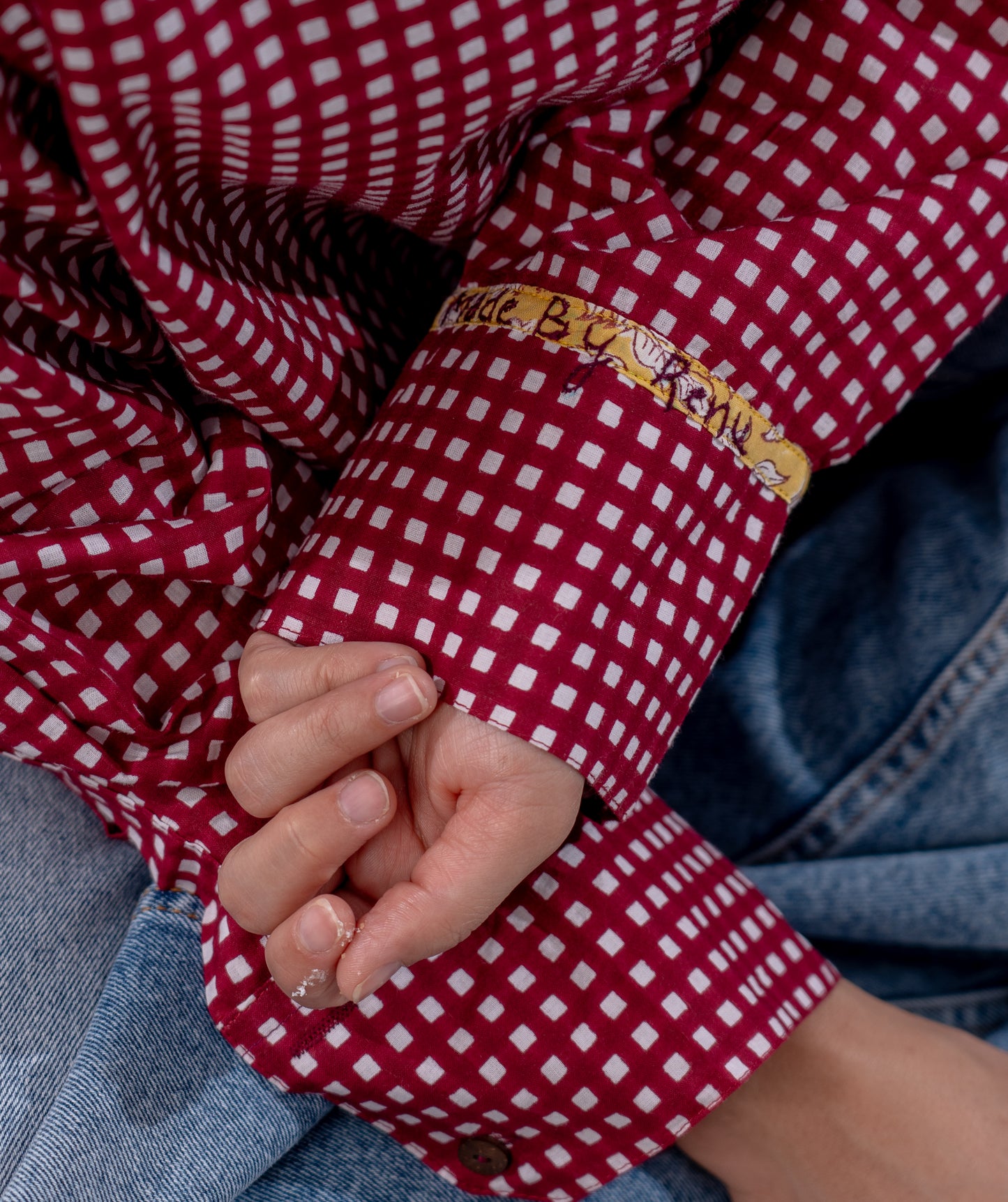 Frida Maroon Small Checks Shirt