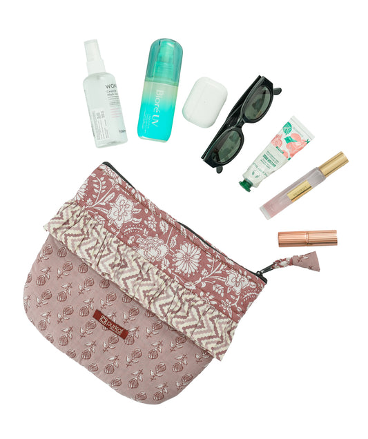 Mauve Frill Travel Pouch