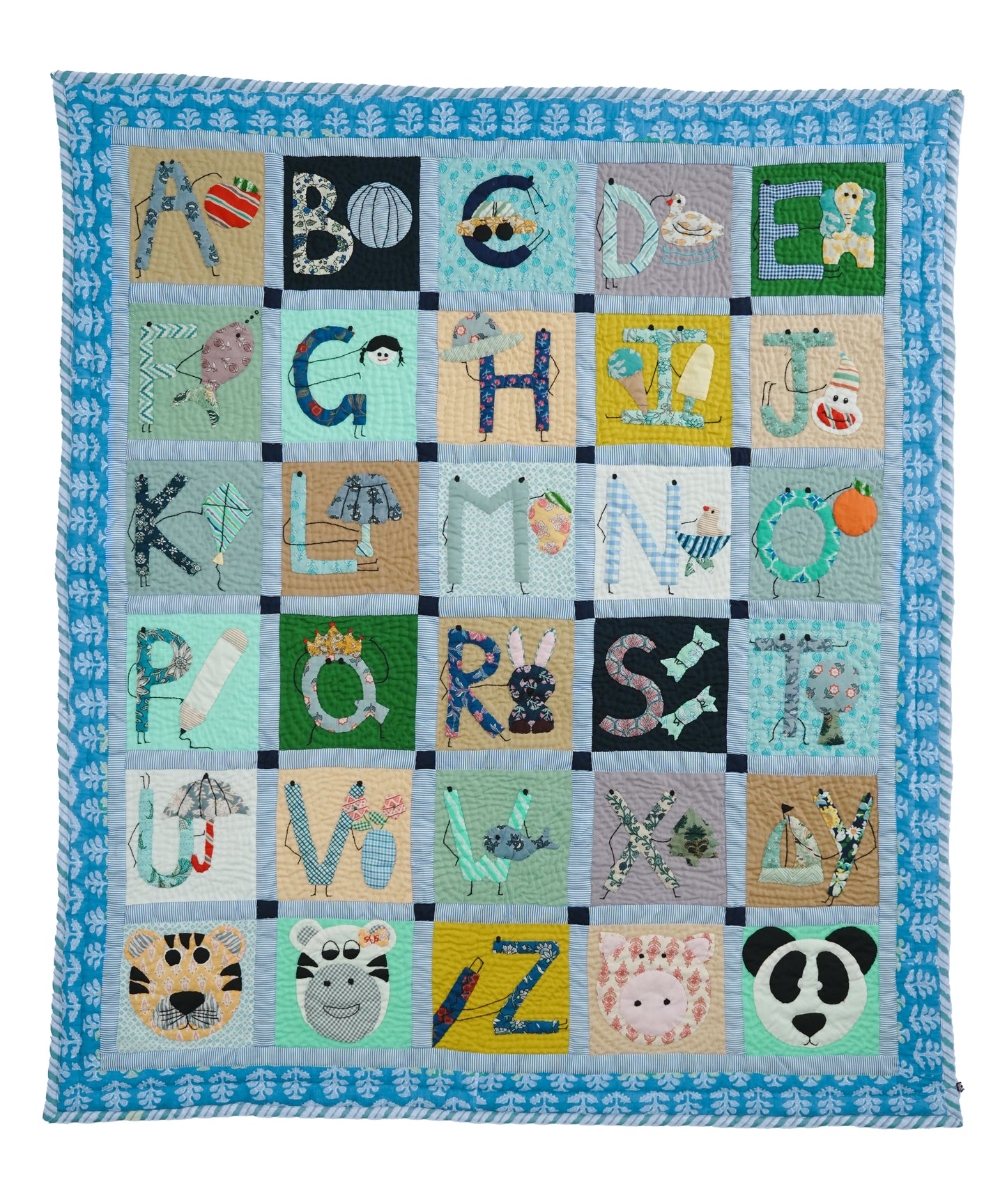 Blue Dancing Alphabet Baby Quilt