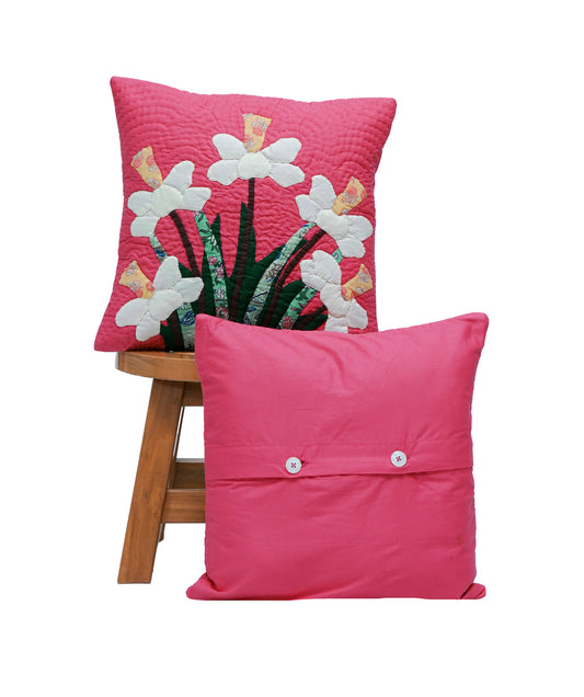 Daffodil on Hot Pink Cushion Cover