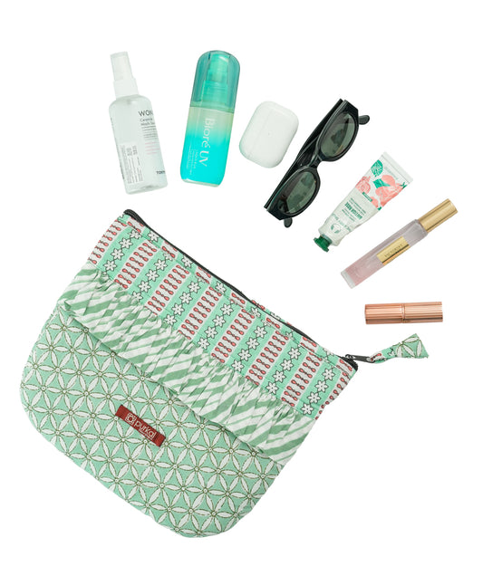 Sage Green Frill Travel Pouch