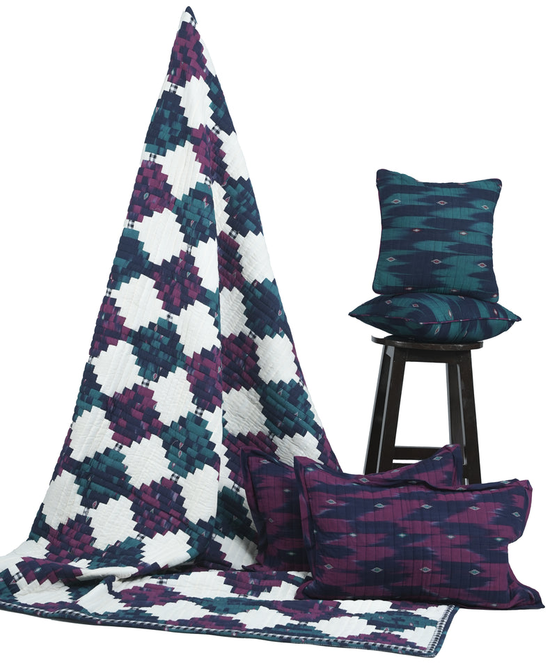 Echoes of Ikat King Size Patchwork Quilt Set