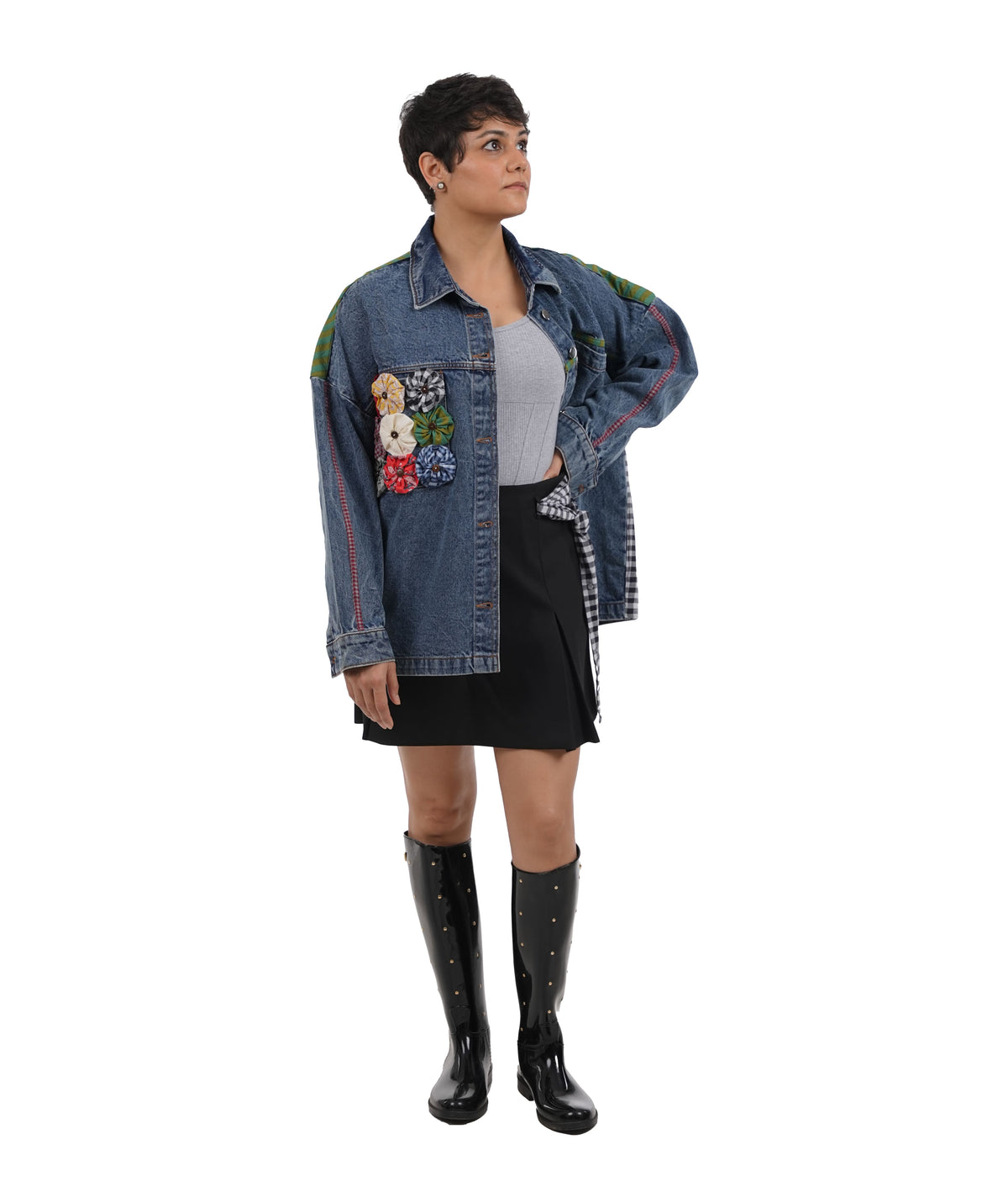 'Frida, In Bloom'  Wearable Art Denim Jacket