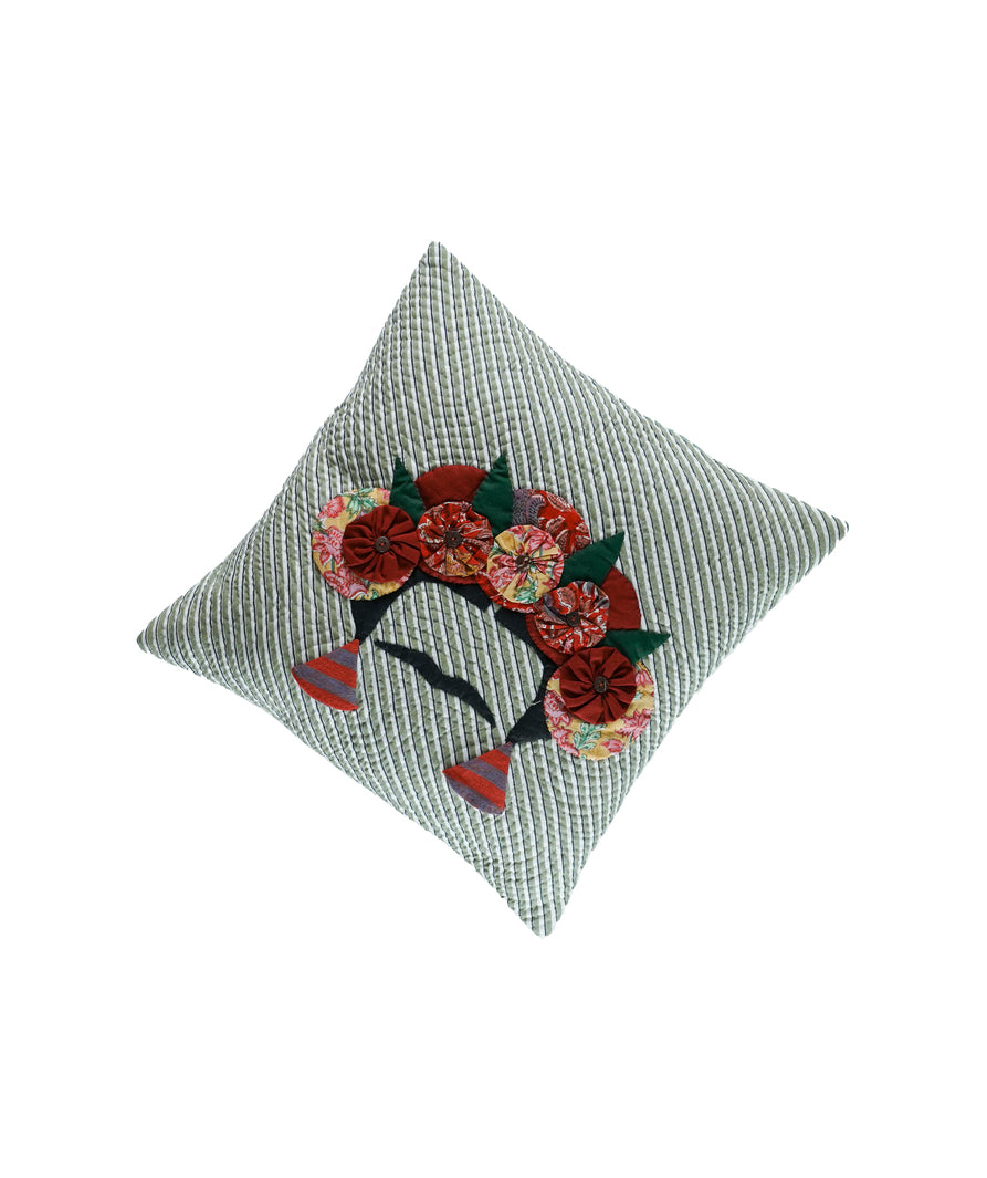 Frida on Leheriya Green Cushion Cover