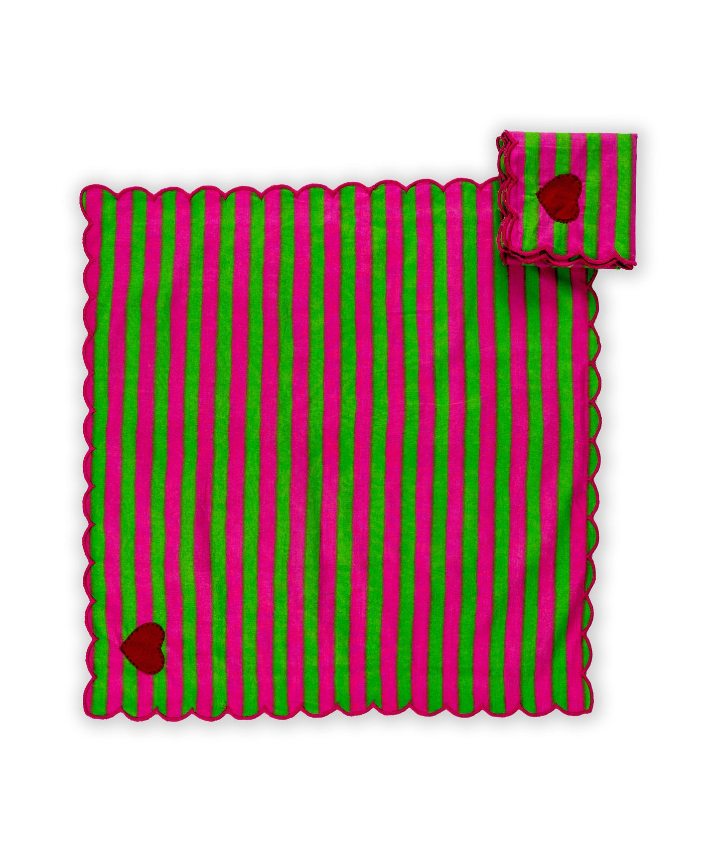 Green & Pink Stripe Ladybug & Heart Tea Cosy Set