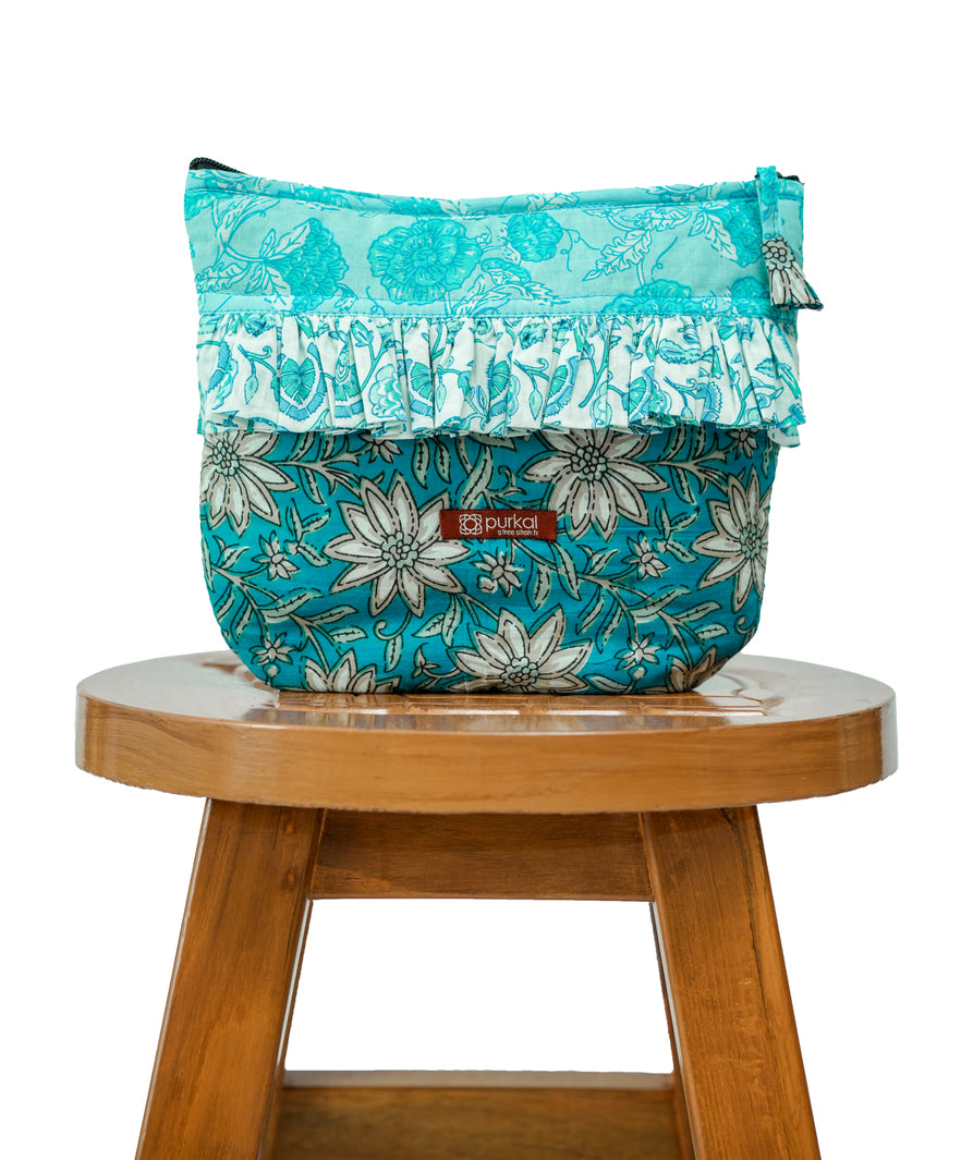 Blue Frill Travel Pouch