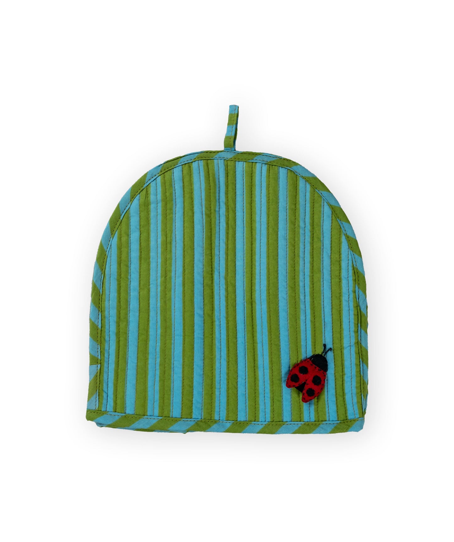 Green Stripe Ladybug & Heart Tea Cosy Set