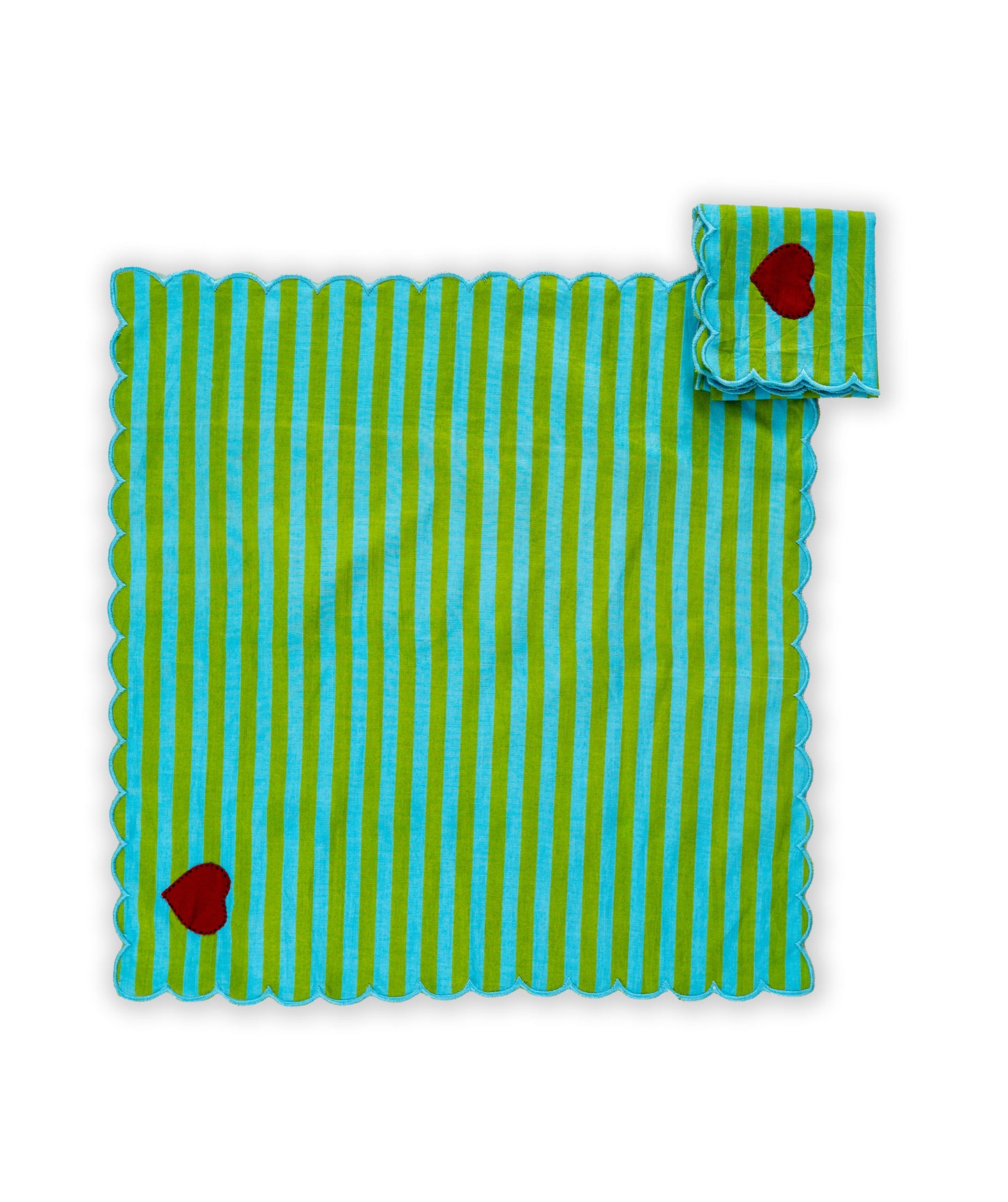 Green Stripe Ladybug & Heart Tea Cosy Set