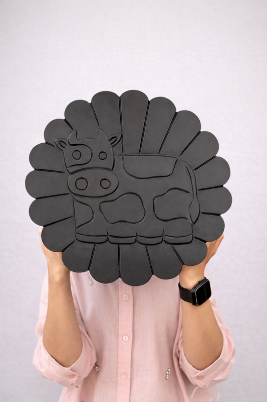 Cow Walnut Teakwood Chowki