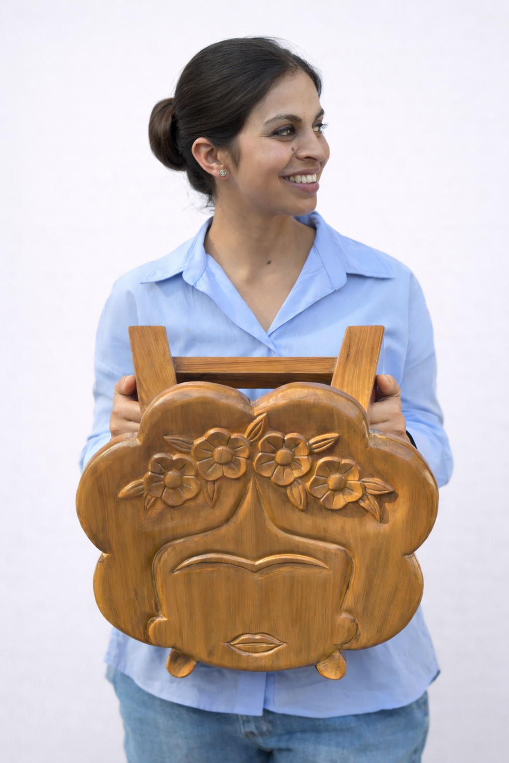 Frida Natural Teakwood Chowki