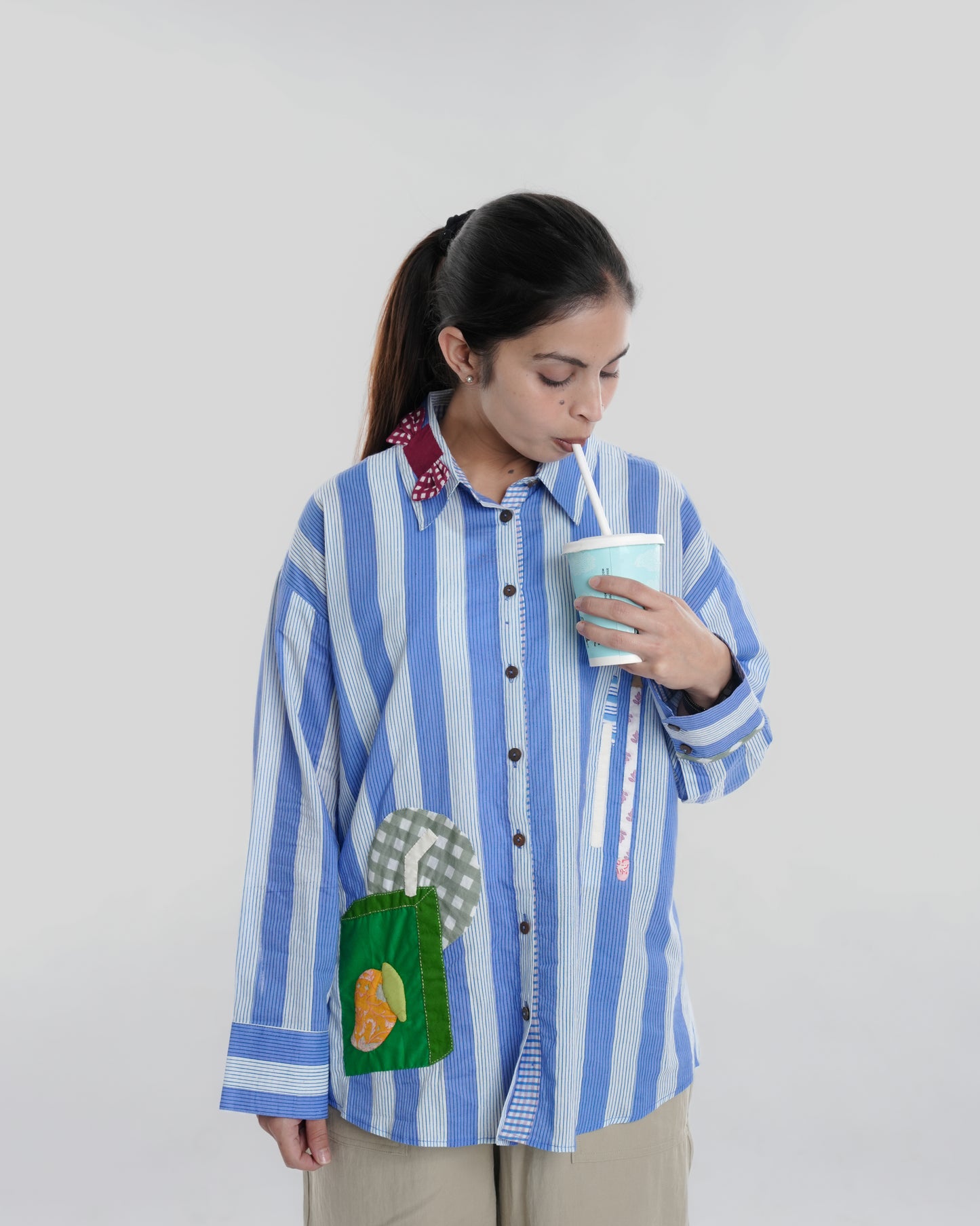 '90s Nostalgia Wearable Art Shirt, Blue Stripe
