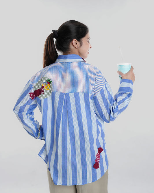 '90s Nostalgia Wearable Art Shirt, Blue Stripe