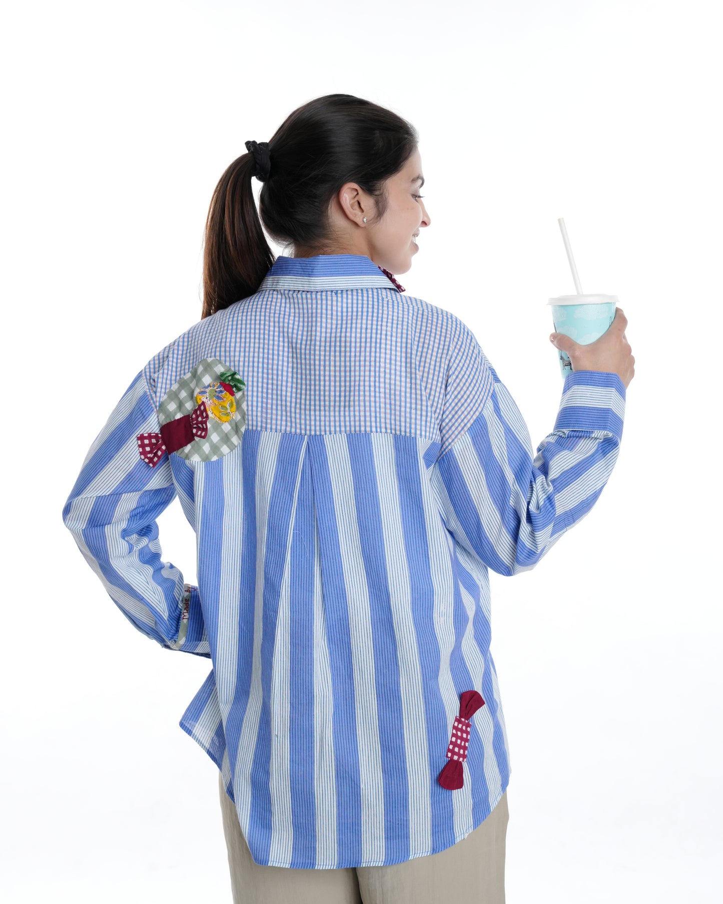 '90s Nostalgia Wearable Art Shirt, Blue Stripe
