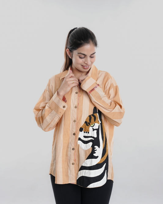 Safari Edit Wearble Art Shirt, Neutral Bold Stripe