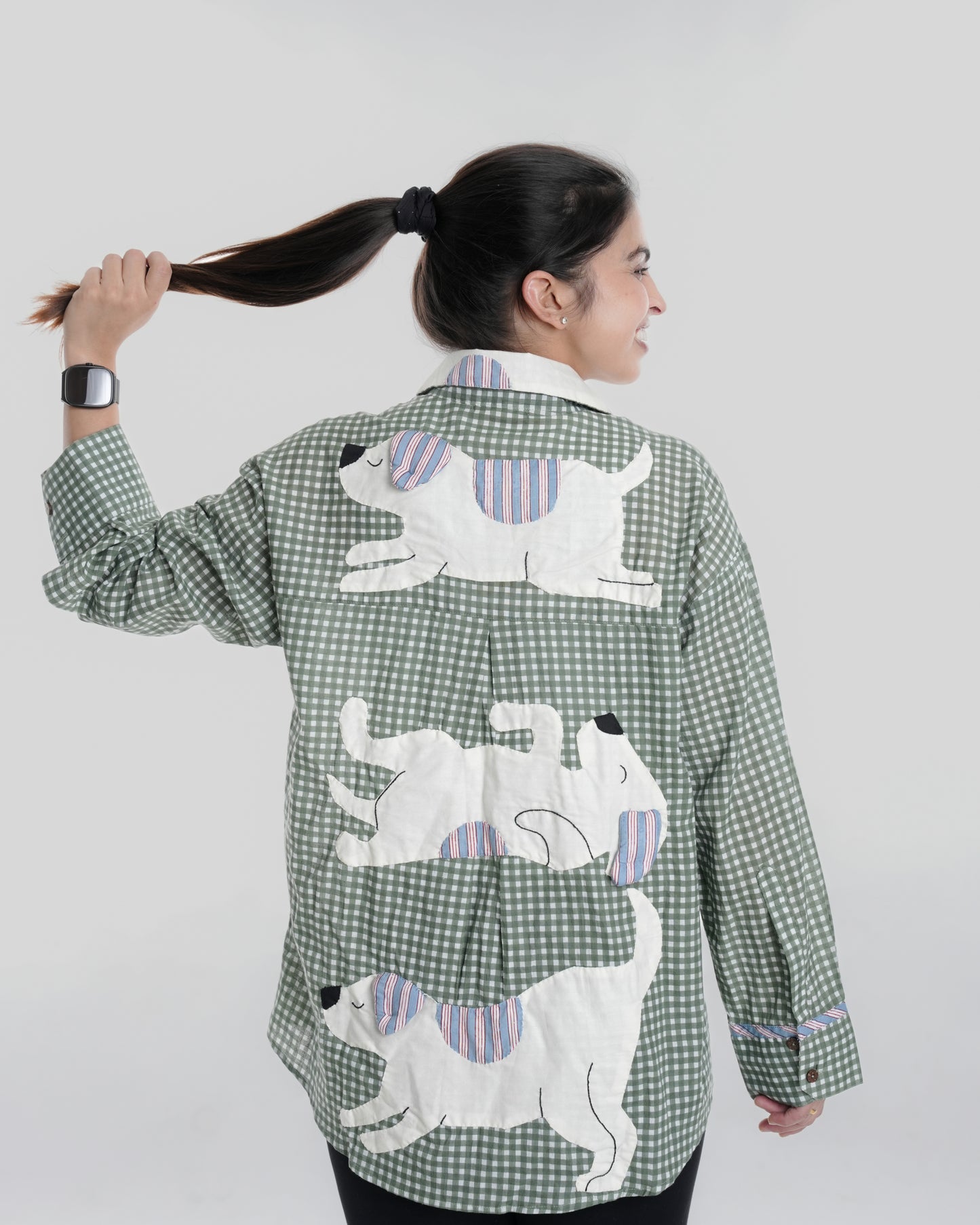 Pupster Wearble Art shirt, Green Check