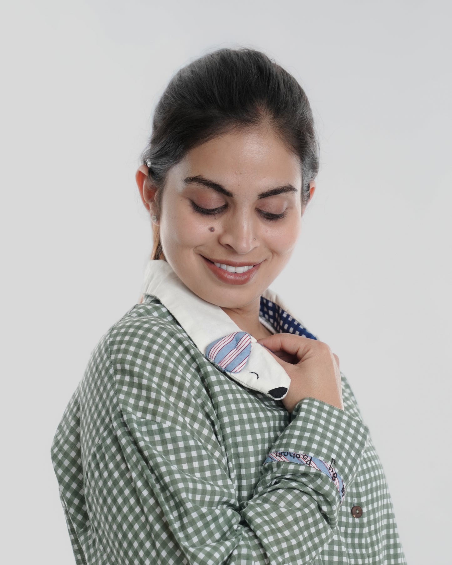 Pupster Wearble Art shirt, Green Check