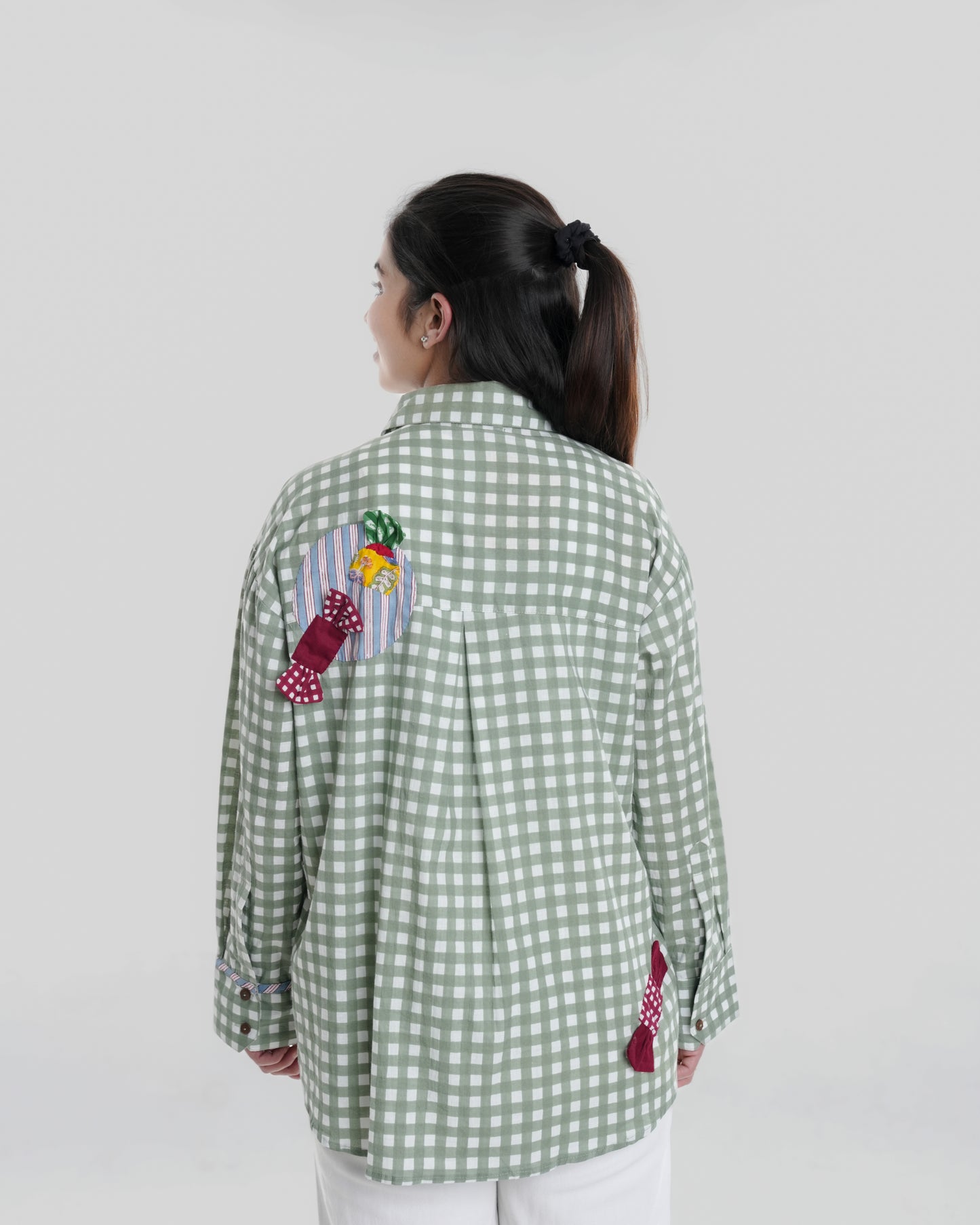 '90s Nostalgia Wearable Art Shirt, Green Check