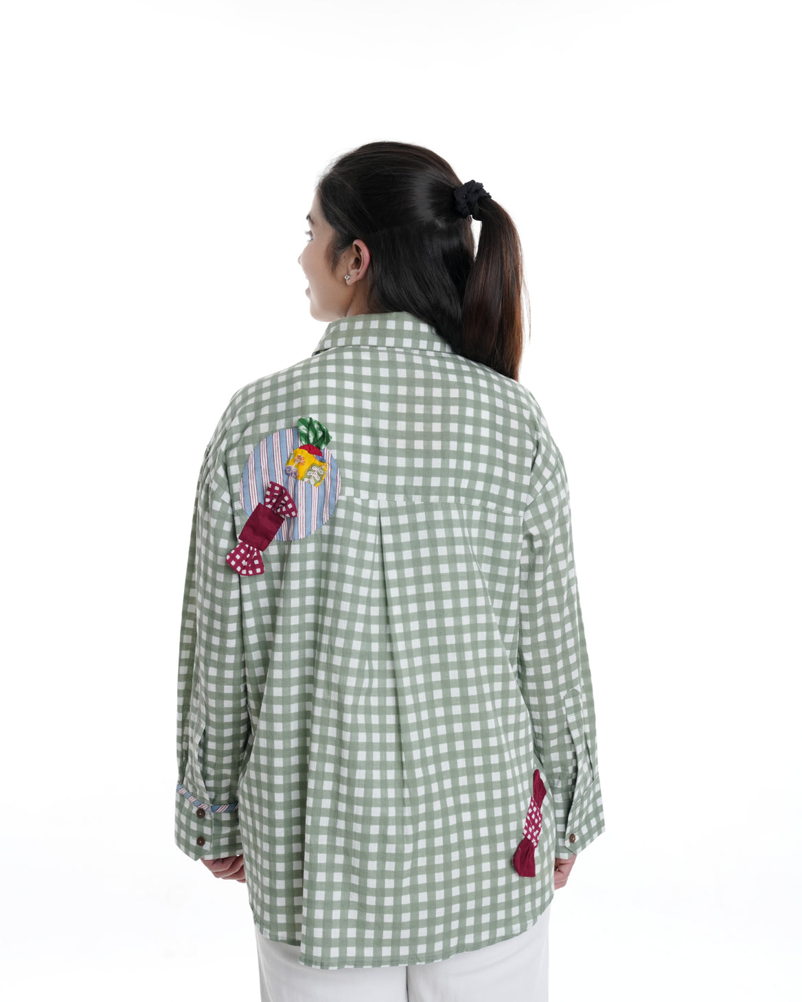 '90s Nostalgia Wearable Art Shirt, Green Check