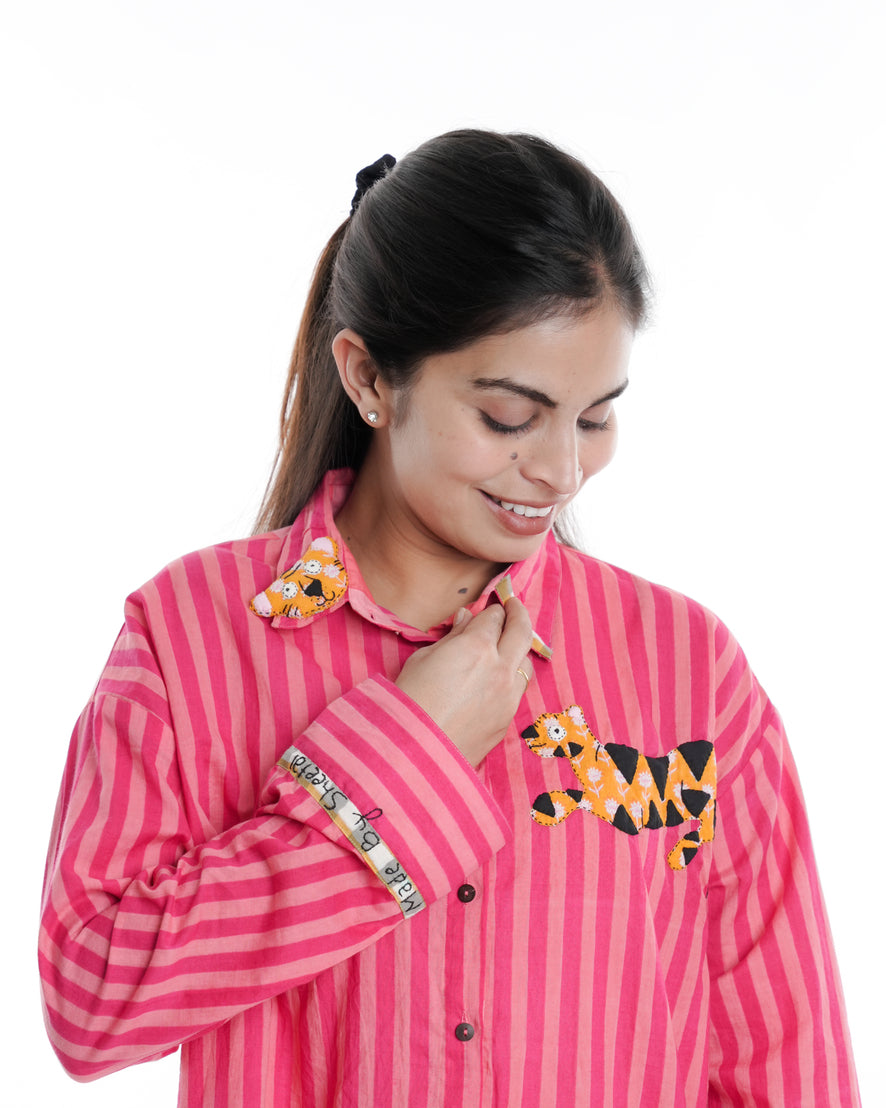 Arrowhead Wearable Art Shirt, Bold Pink Stripe
