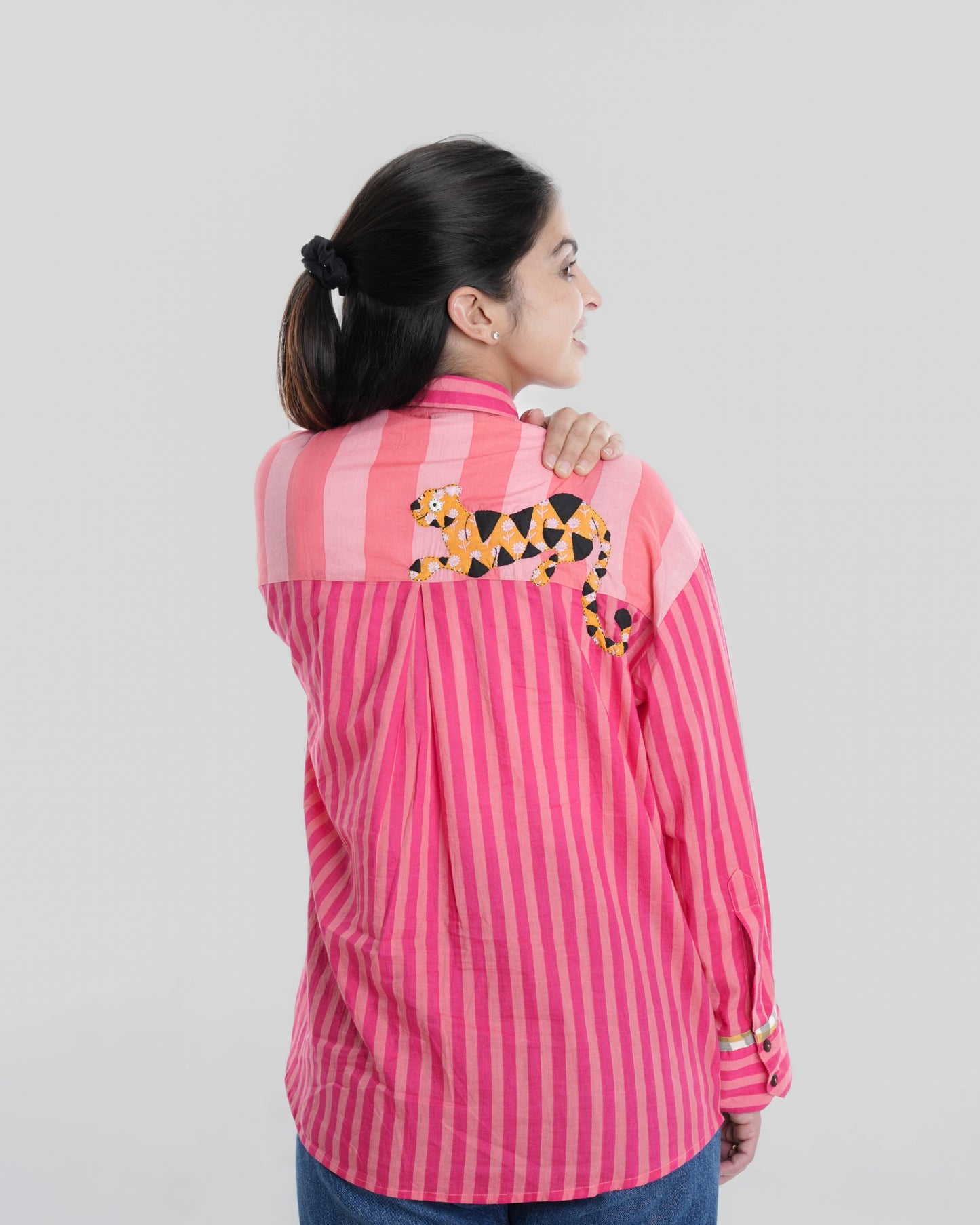 Arrowhead Wearable Art Shirt, Bold Pink Stripe