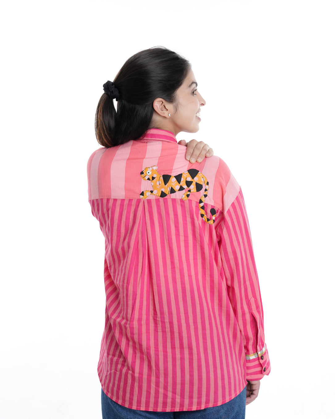 Arrowhead Wearable Art Shirt, Bold Pink Stripe