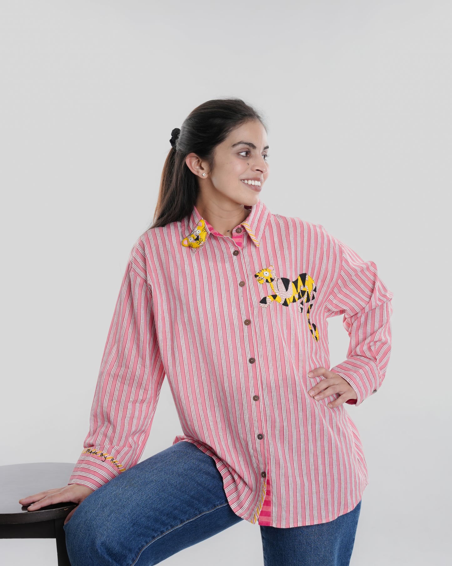 Arrowhead Wearable Art Shirt, Light Pink stripe