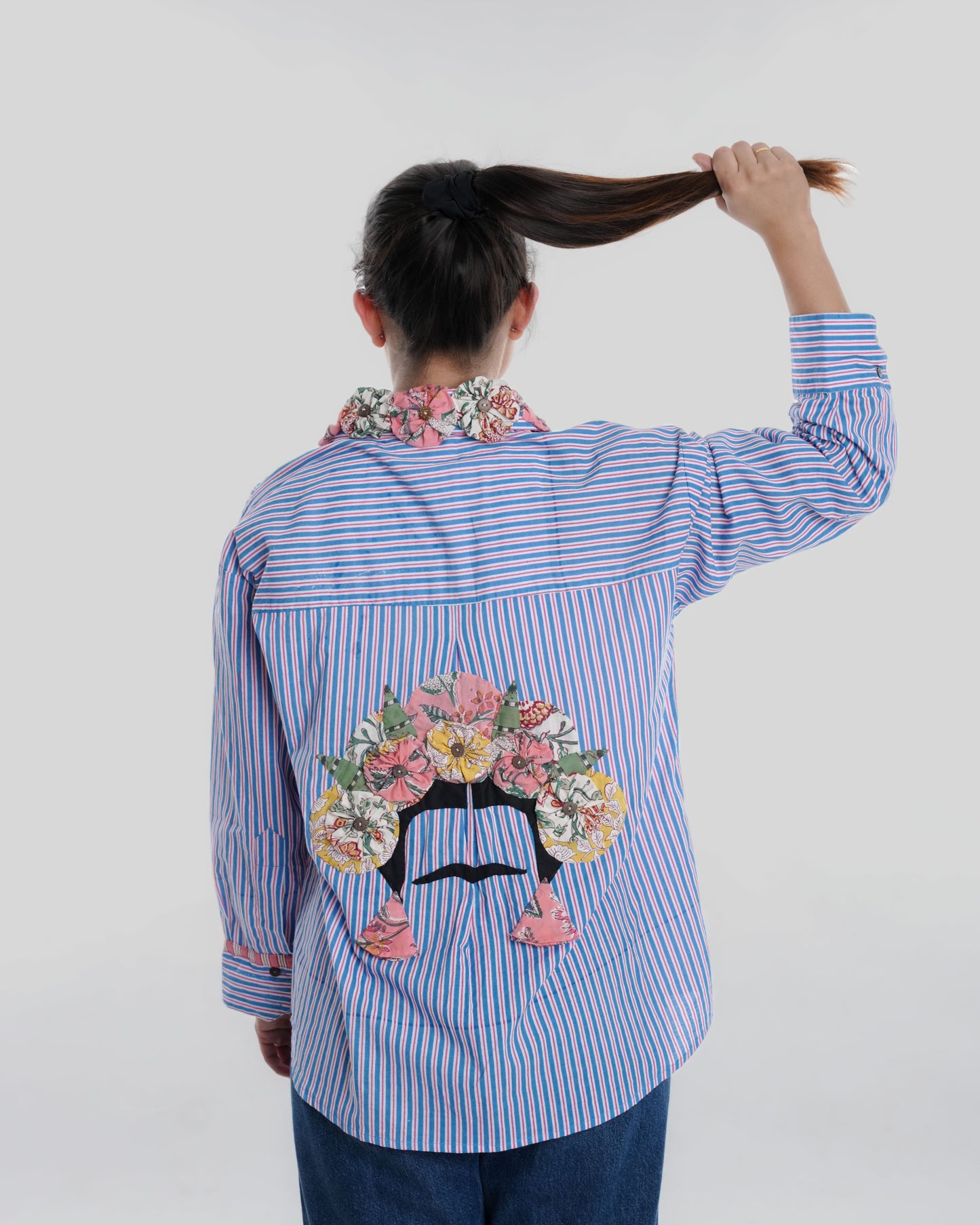 Frida Wearable Art Shirt, Blue Stripe
