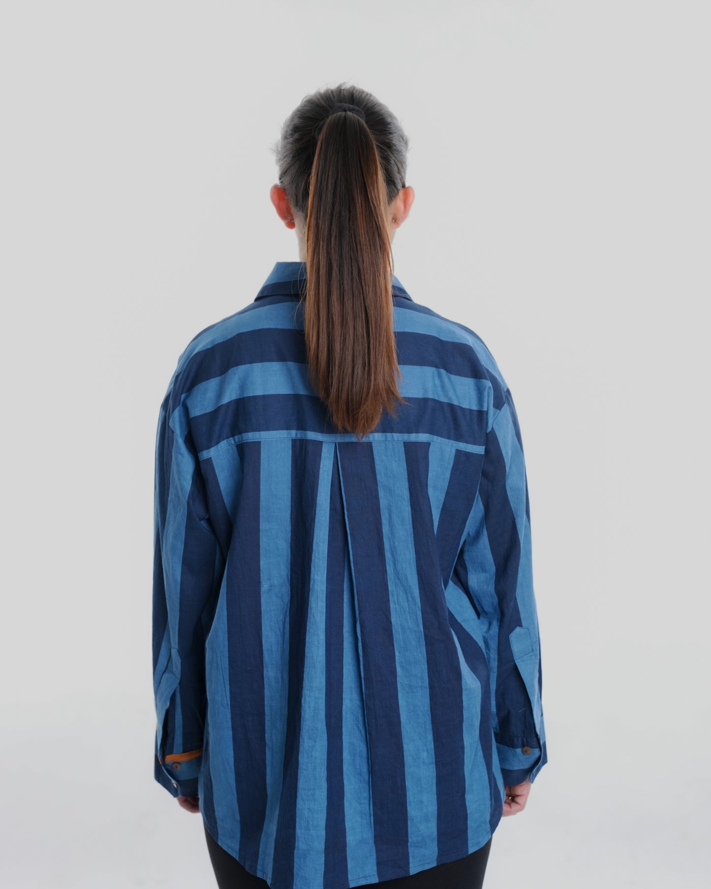 Pupster Wearable Art Shirt, Dark Blue Bold Stripe