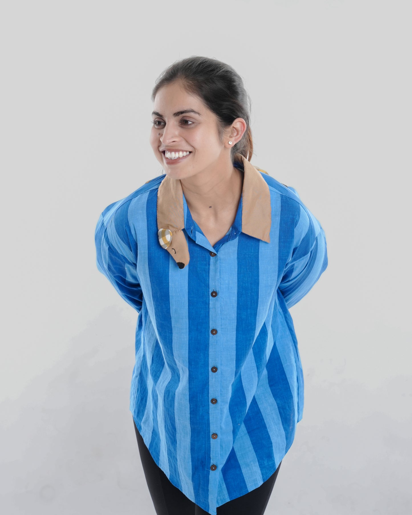 Pupster Wearable Art Shirt, Blue Bold Stripe