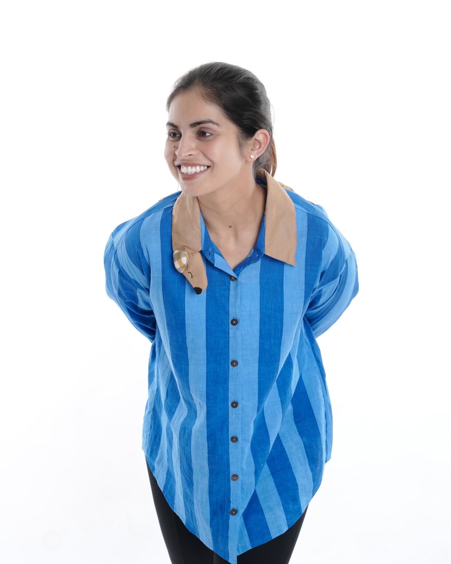 Pupster Wearable Art Shirt, Blue Bold Stripe