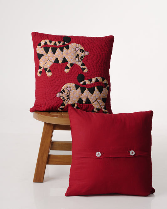 Gond Art Tiger Cushion Cover