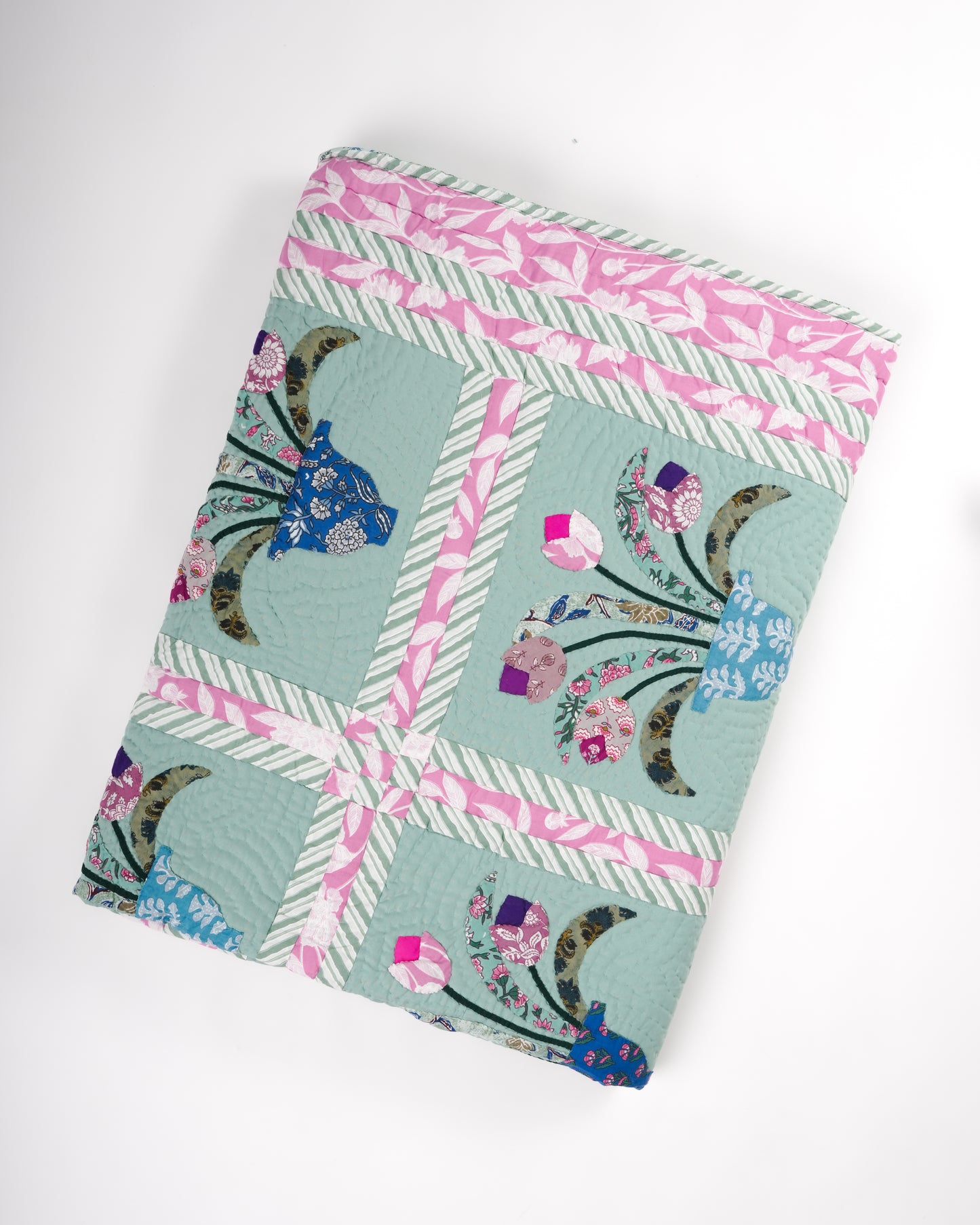 Tulip pot Single Size Appliqué Quilt