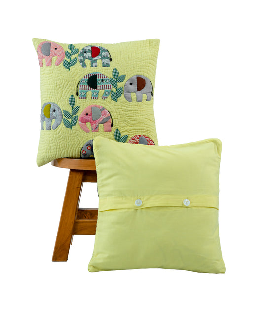 Hanging Elephant Lemon Yellow Cushion Cover