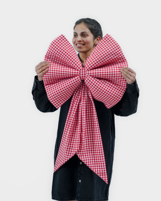 Red Big Check Big Bow