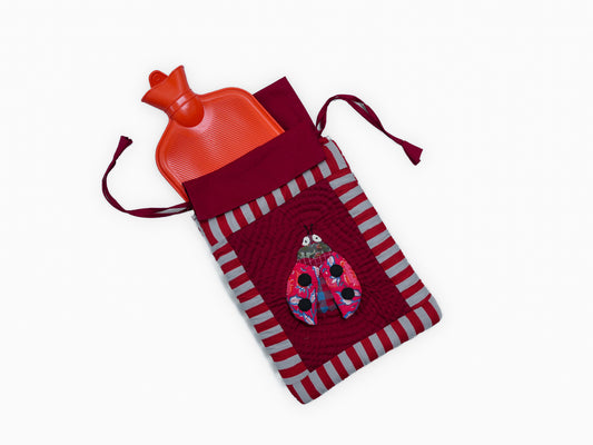 Quilted Lovebug Hot Water Bottle Cover