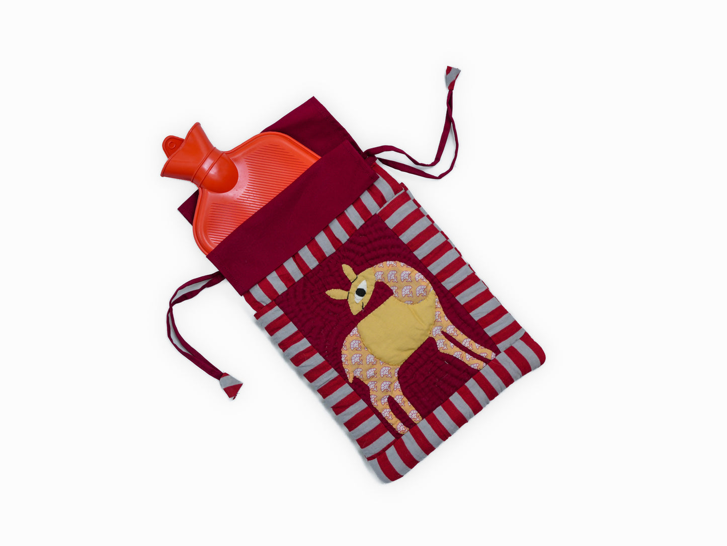 Quilted Gond Art Hot Water Bottle Cover