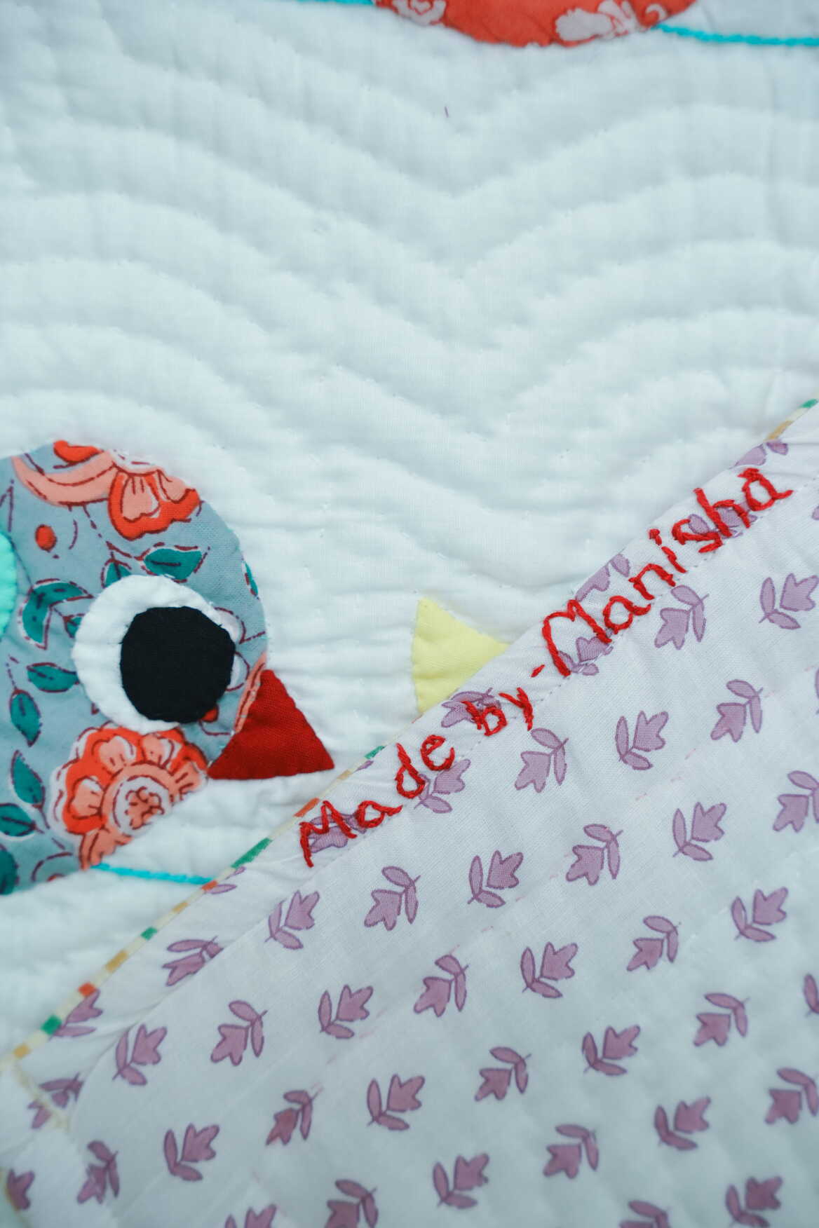 Anek Chidiya White Baby Quilt