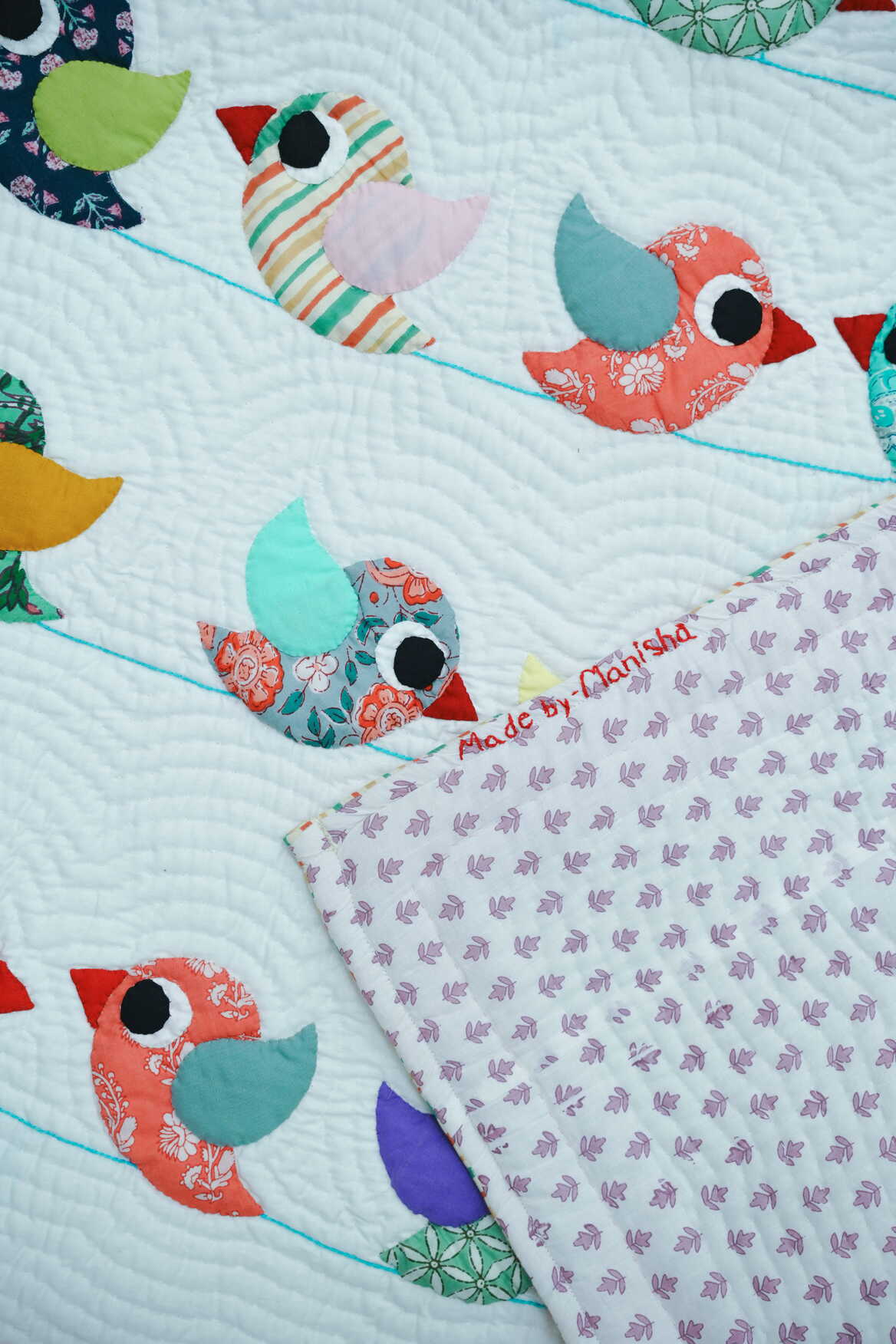 Anek Chidiya White Baby Quilt