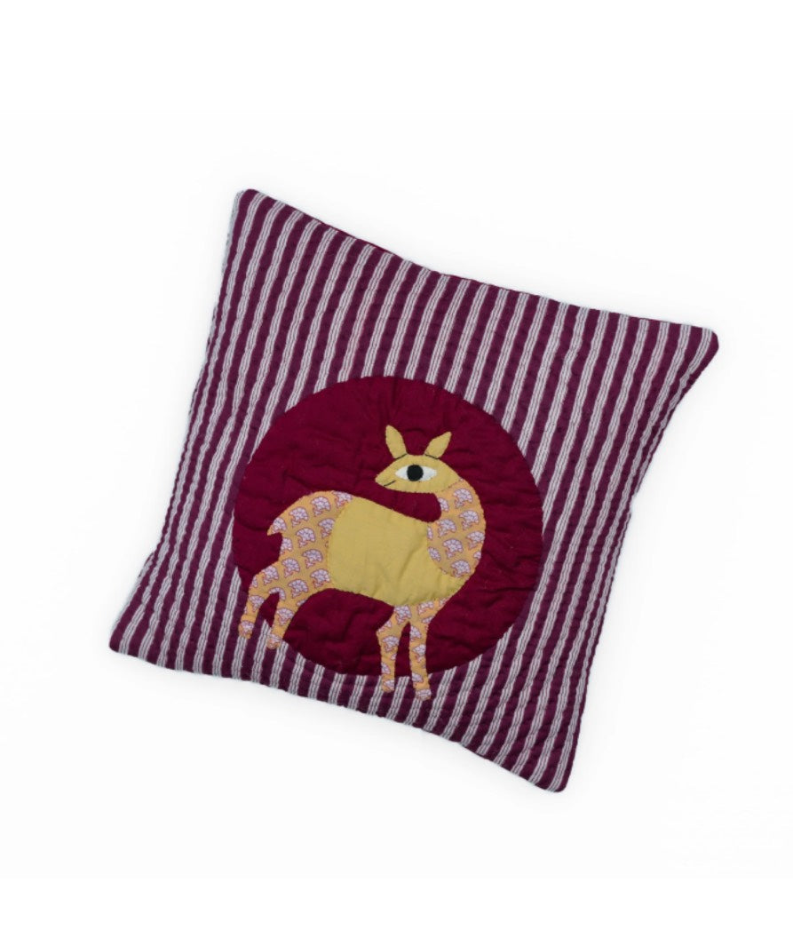 Gond Art Deer Cushion Cover