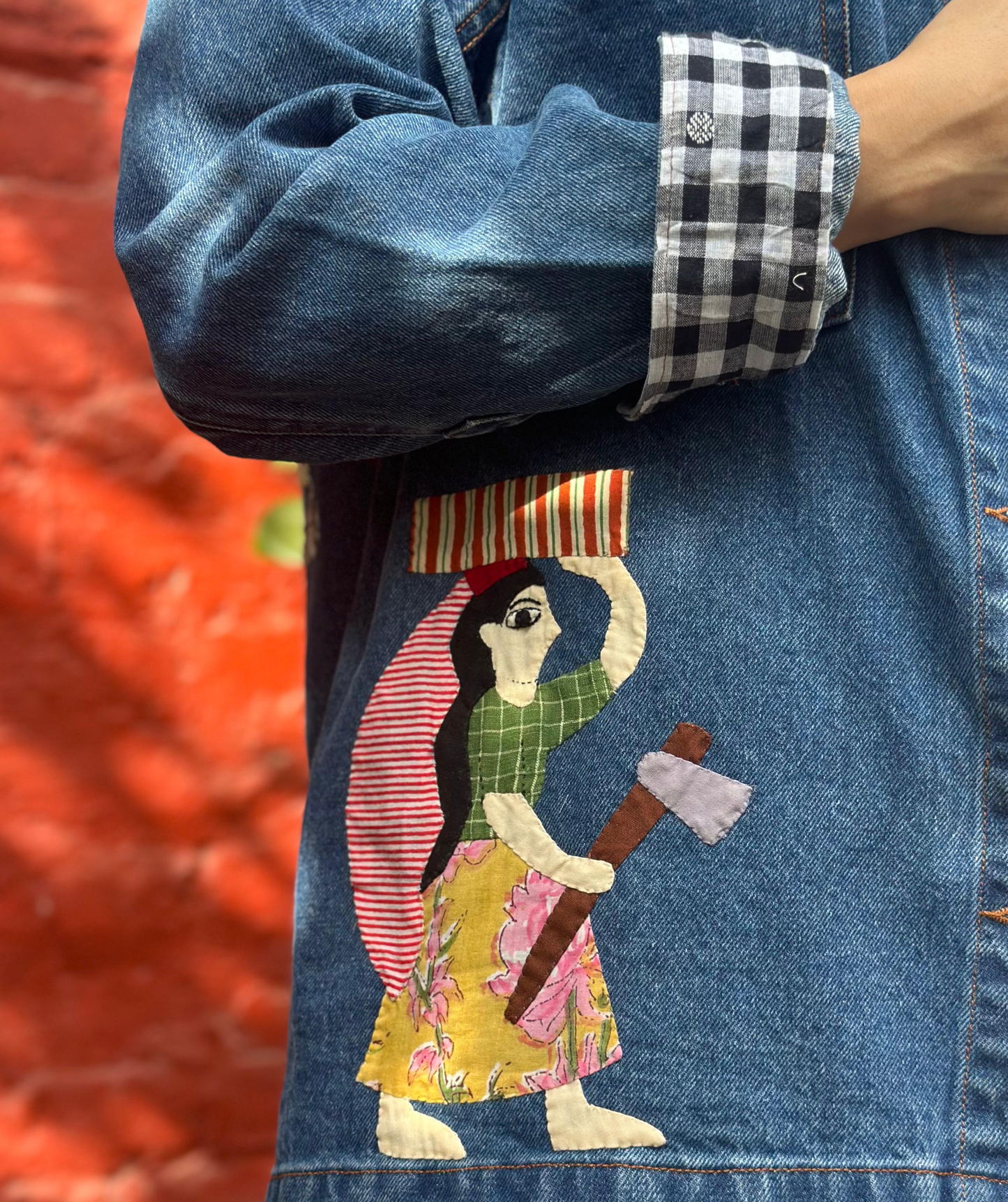 'Village Life' Wearable Art Denim Jacket