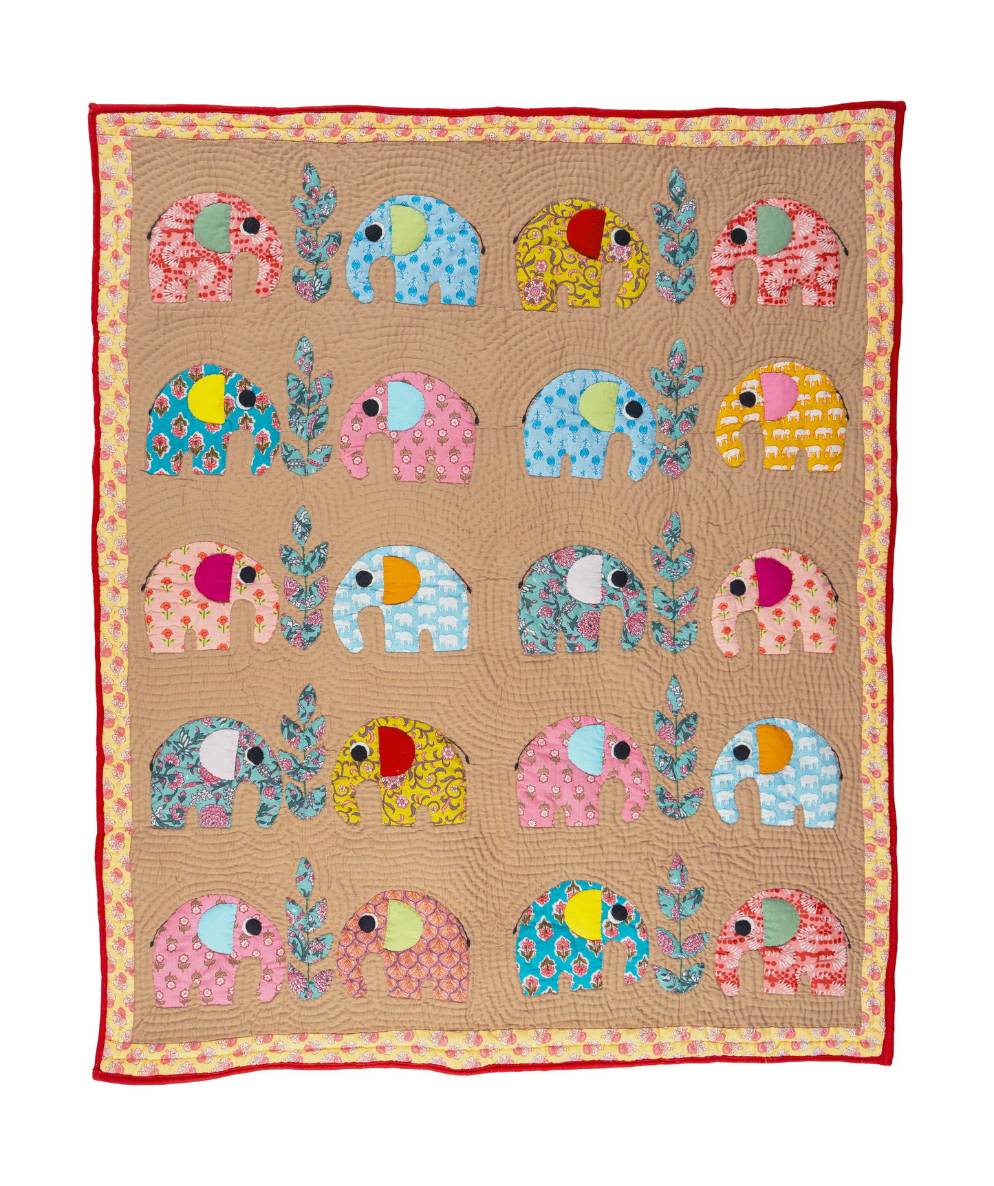 Beige 'Elephant Hanging Out' Baby Quilt