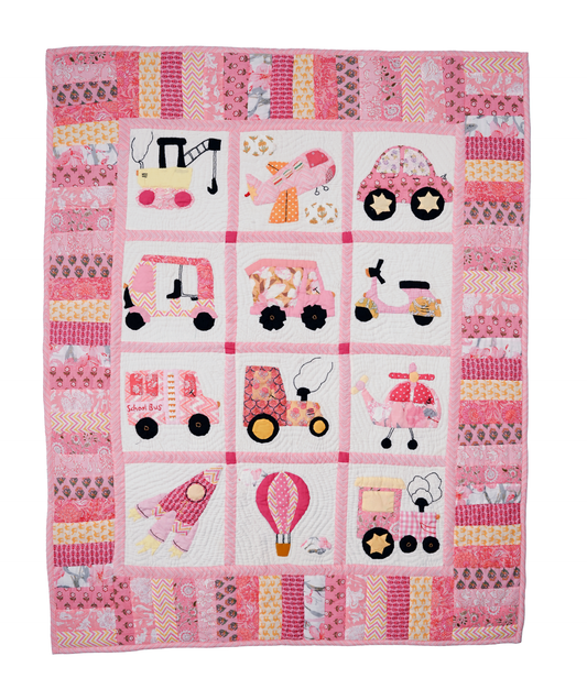 Pink Going Places Baby Quilt 🚀