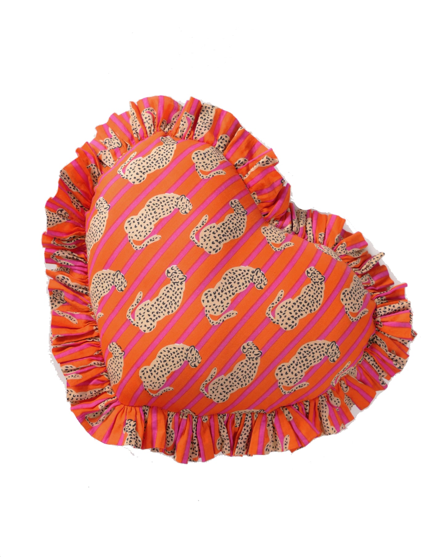 Pink Cheetah Print Heart Pillow